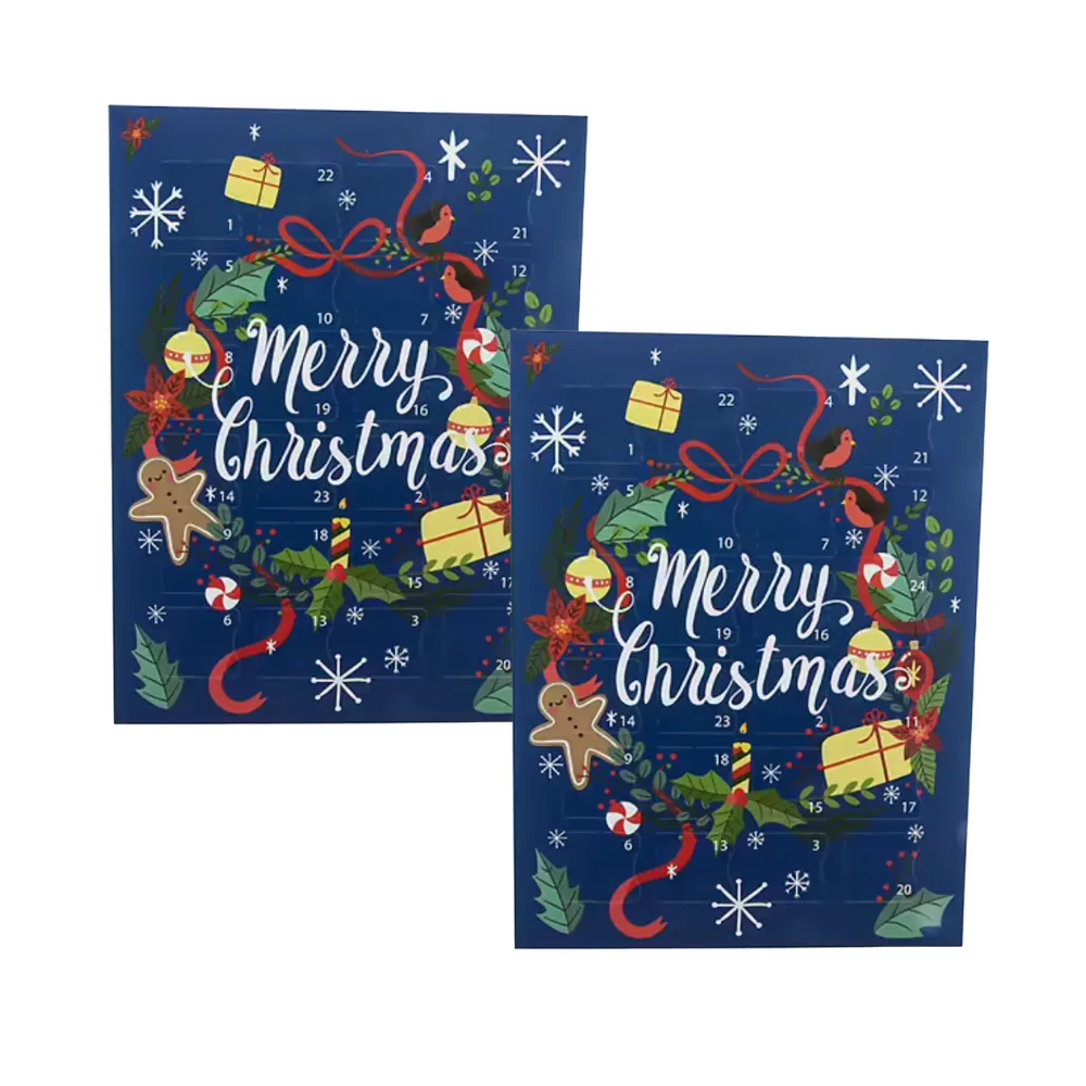 NR Æske til hjemmelavet chokoladejulekalender - Merry Christmas, 2 stk.