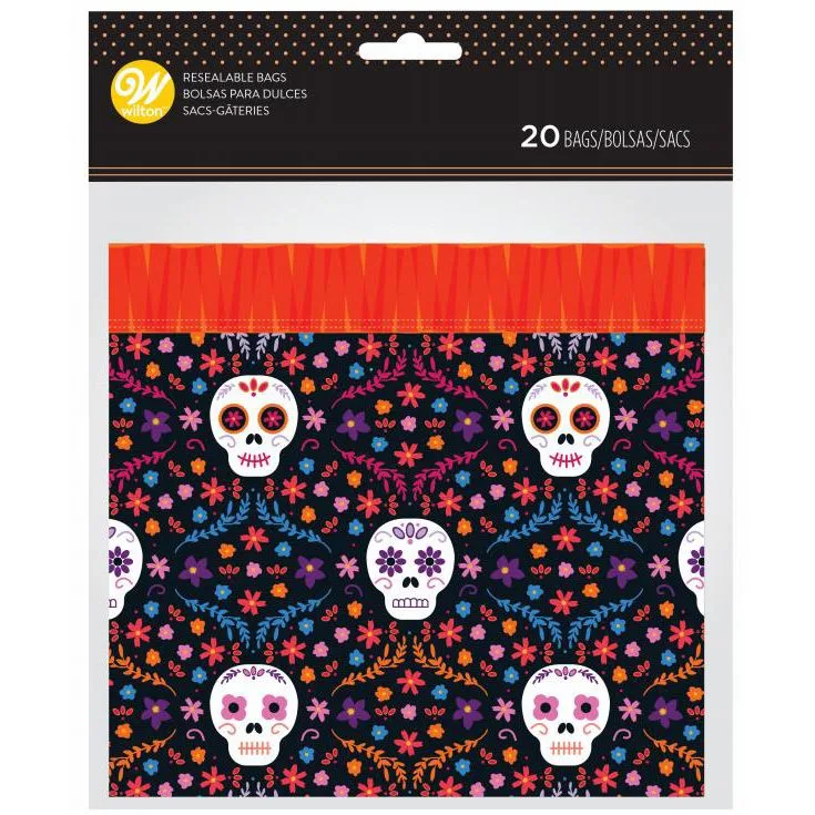 Wilton Halloween slikpose med kranier, 20 stk.