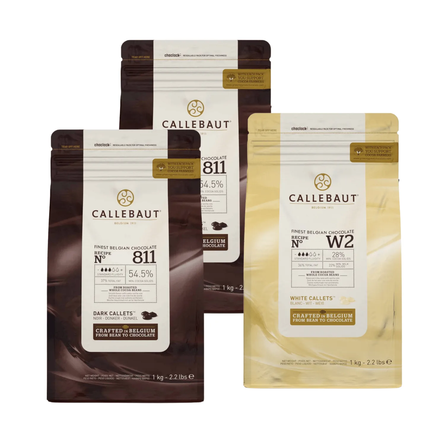 3 x Callebaut chokolade - 2 x mørk og 1 x hvid