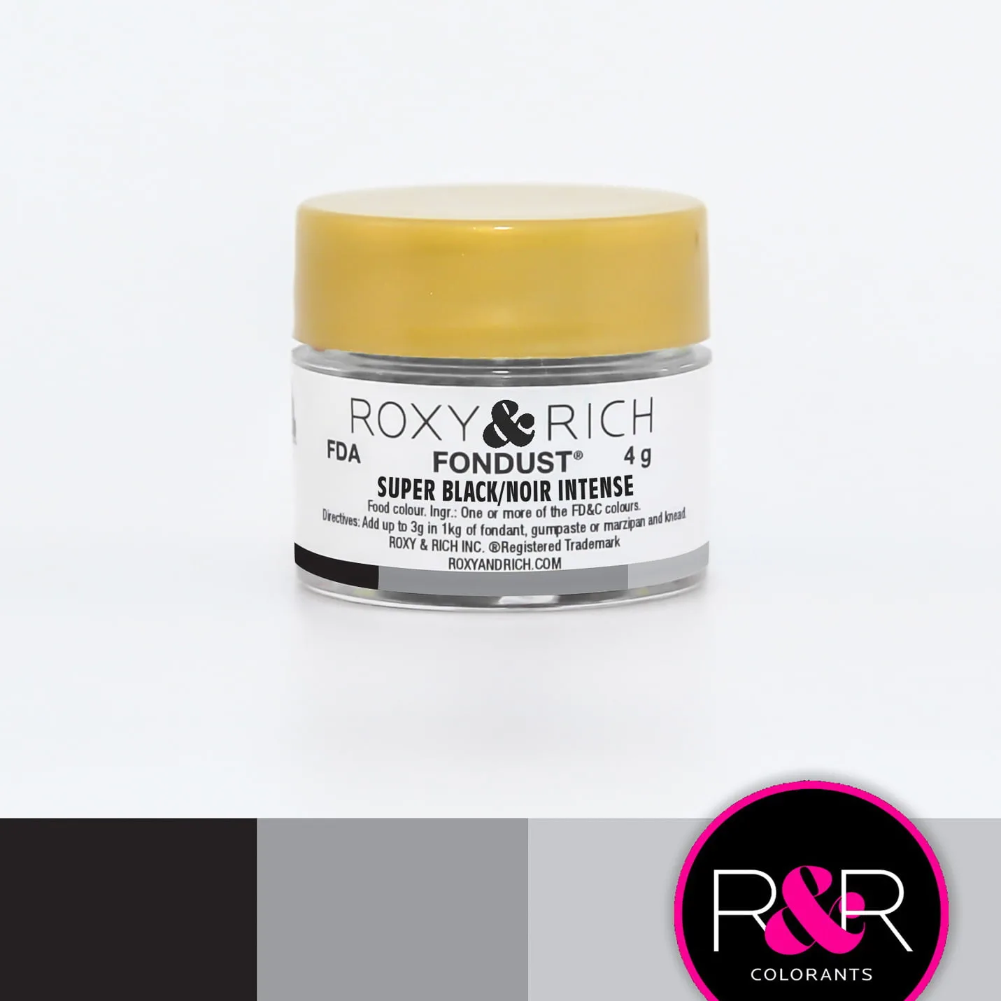 Roxy & Rich Fondust Vandopløselig pulverfarve, Super Black - 4 g (UDGÅR)