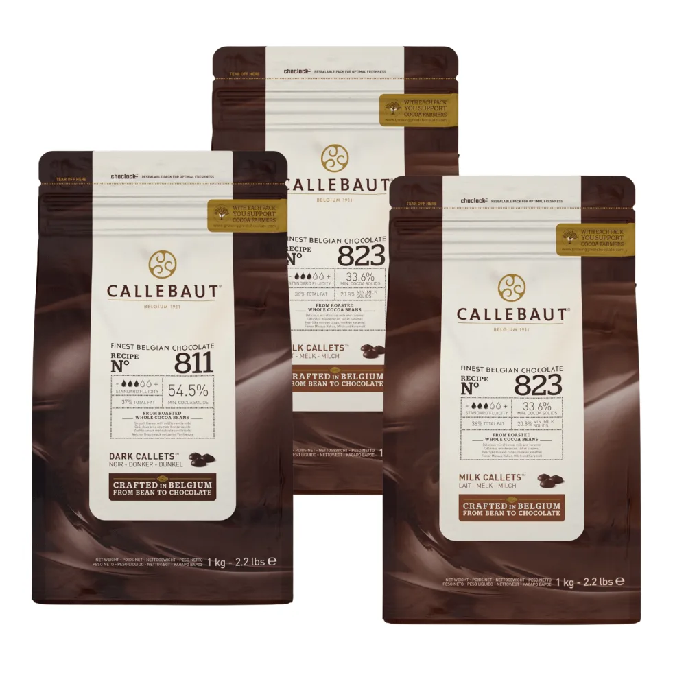 3 x Callebaut chokolade - 1 x mørk og 2 x lys