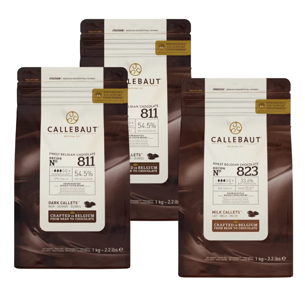 3 x Callebaut chokolade - 2 x mørk og 1 x lys