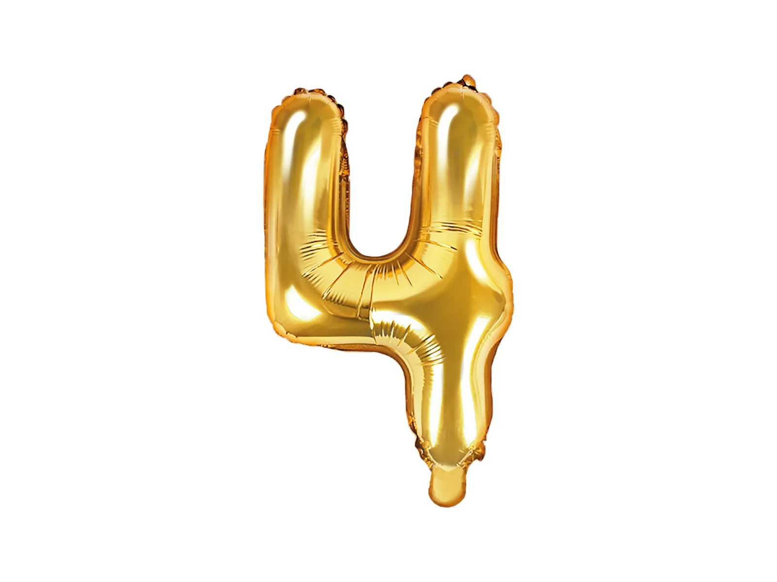 PartyDeco Folie Ballon Nummer 4 , 35 cm, guld