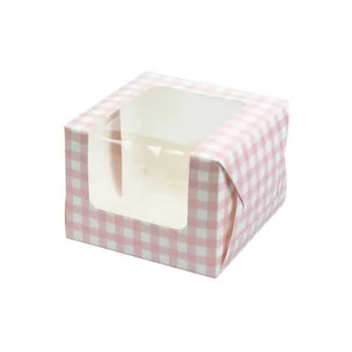 Culpitt Cupcake box til 1 cupcake - 6 stk. - Lyserøde tern