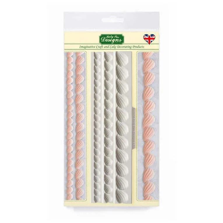 Katy Sue Fondantform til bort med strandskaller / Piped Shell Borders