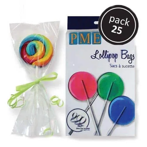 PME Cake Pop poser med bånd, 25 stk - 15,2 x 9,5 cm