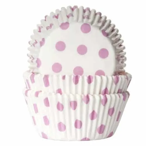HoM Muffinsforme med polkaprikker, lyserød, 50 stk