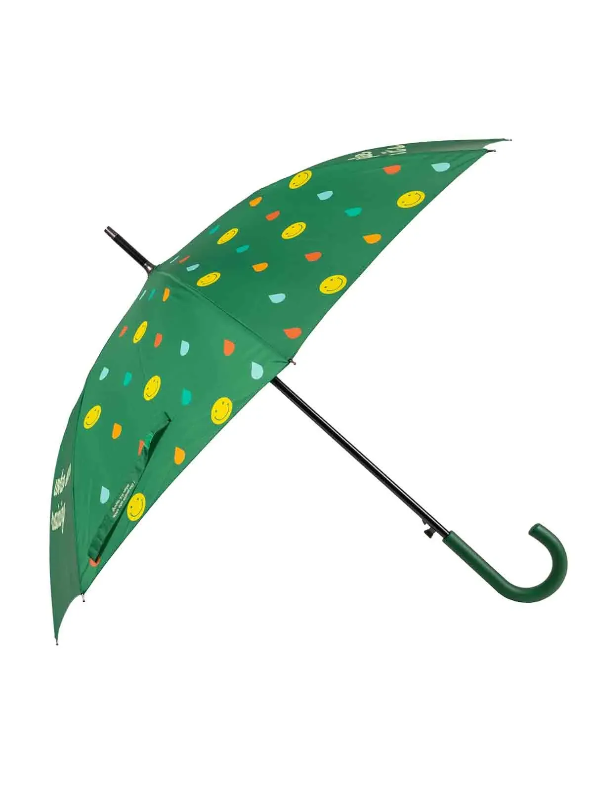 Paraply - "Smile when it's rain" - Grøn