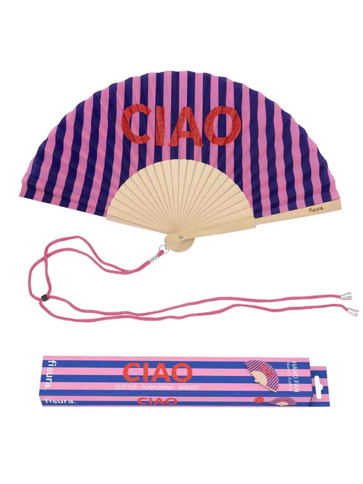 Vifte - Stribet blå og pink "Ciao"