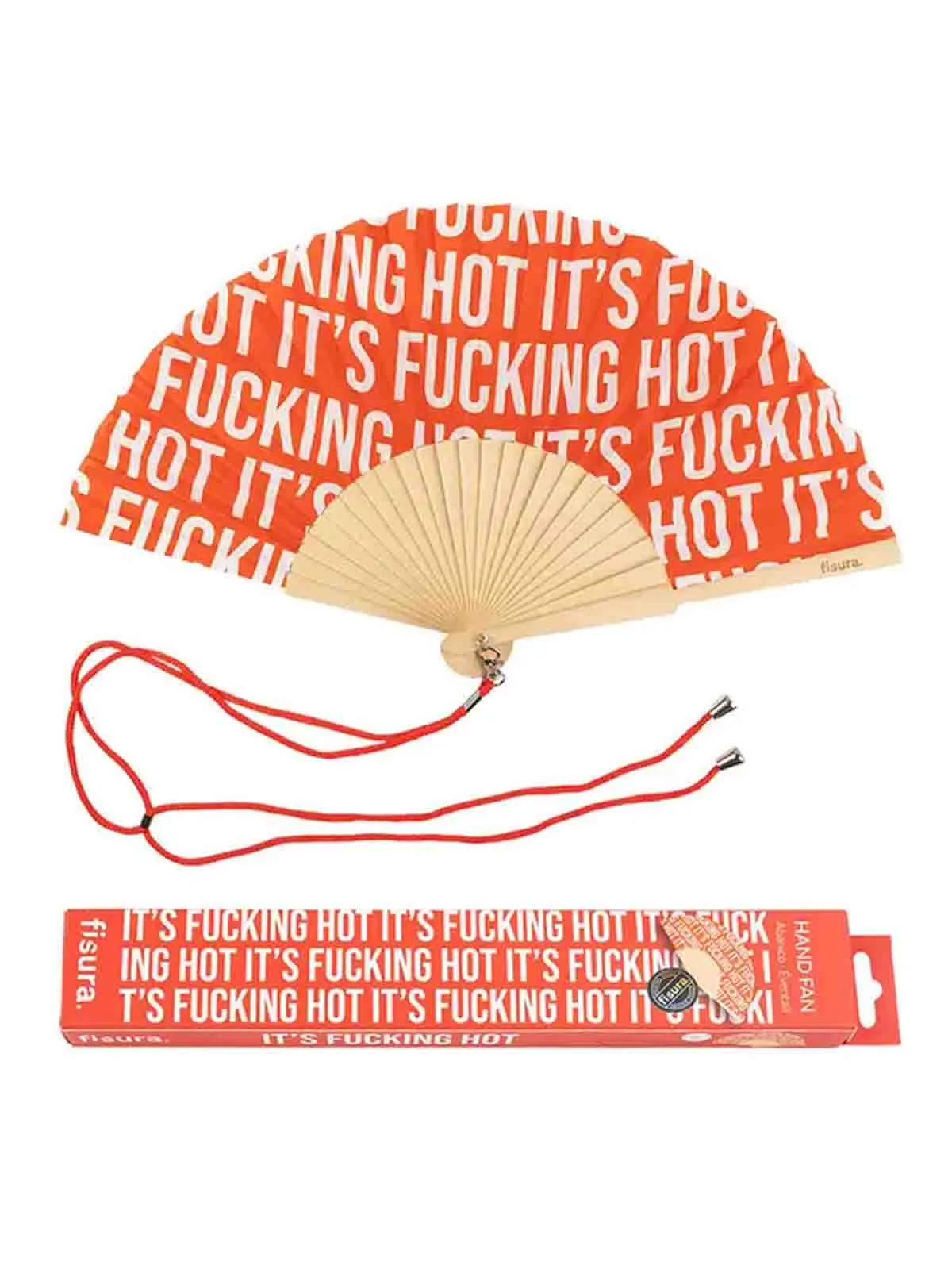 Vifte - Rød med "fucking hot" mønster