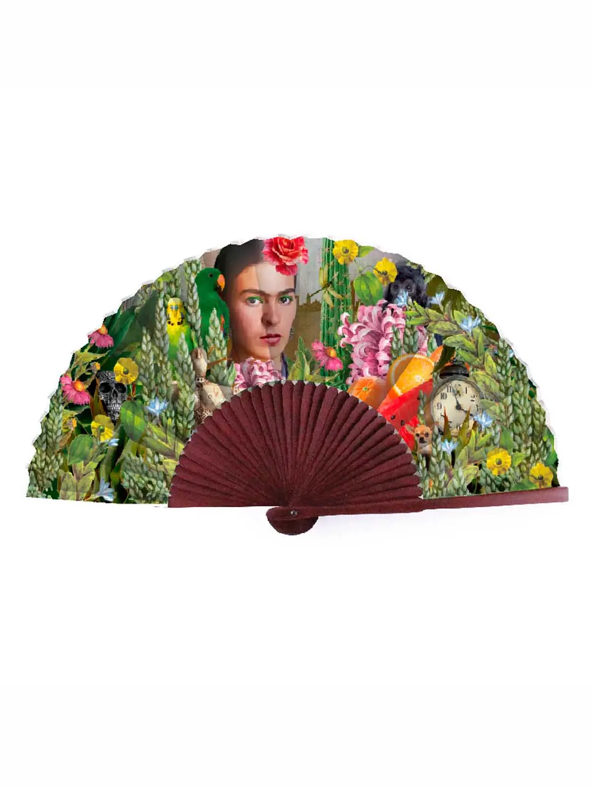 Vifte i bambus – Frida Kahlo og blomster