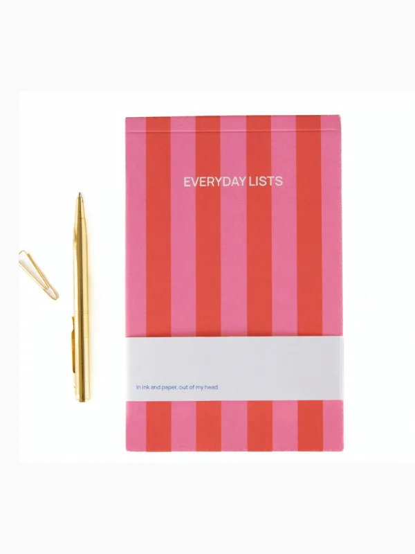 Everyday list (Notes blok) - Stribet i Rød og Pink