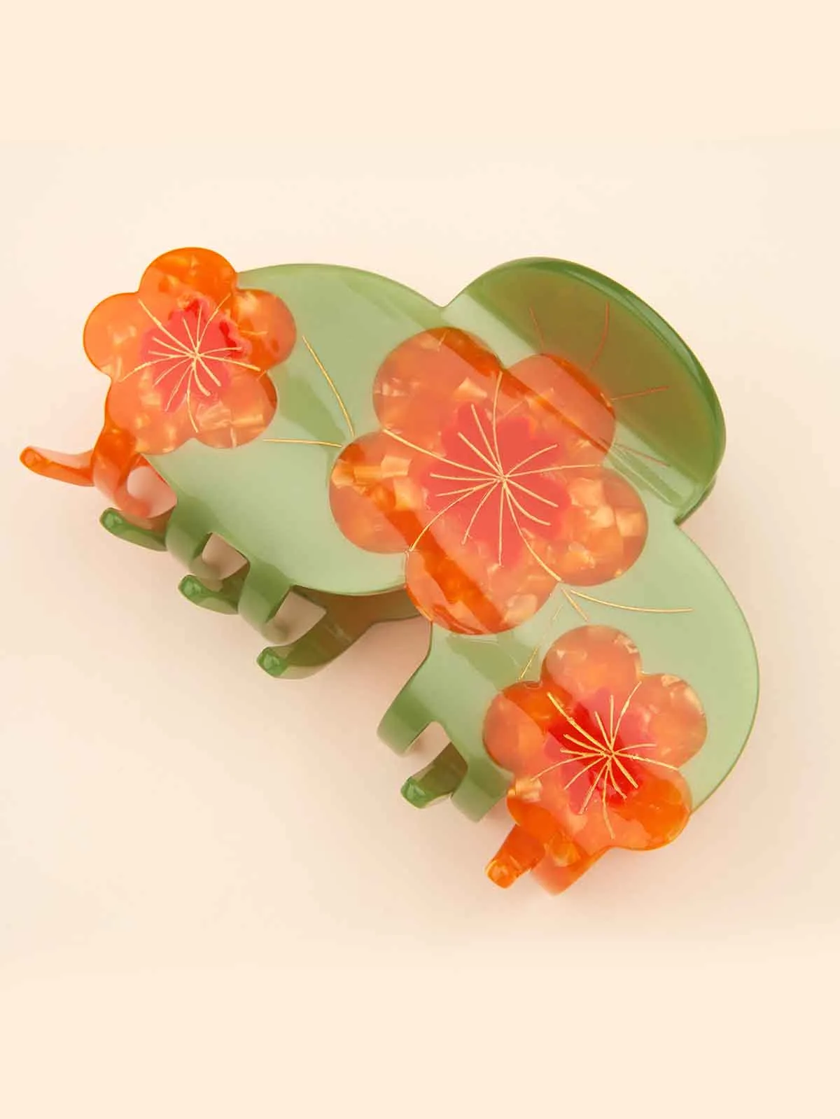 Hårklemme "maxi" – Tallerkensmækker orange blomster