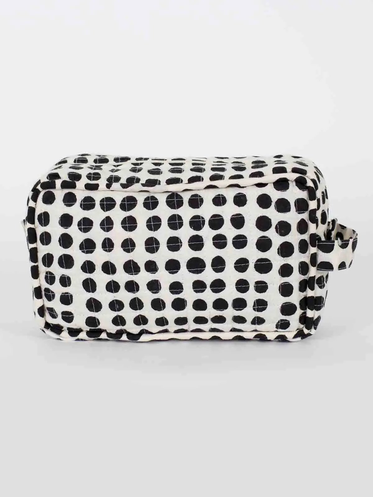 Toilettaske "Dots" (16 x 23) - Hvid med sorte bomber