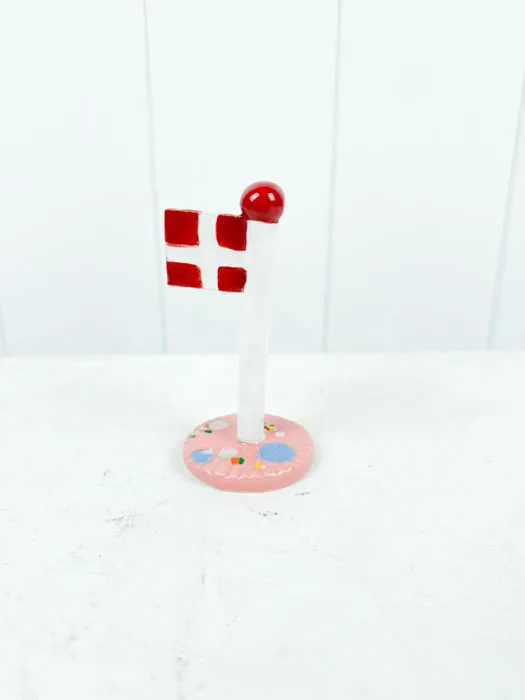 Klassisk Dannebrogsflag prikket bund - lyserød - 6,5-10 cm