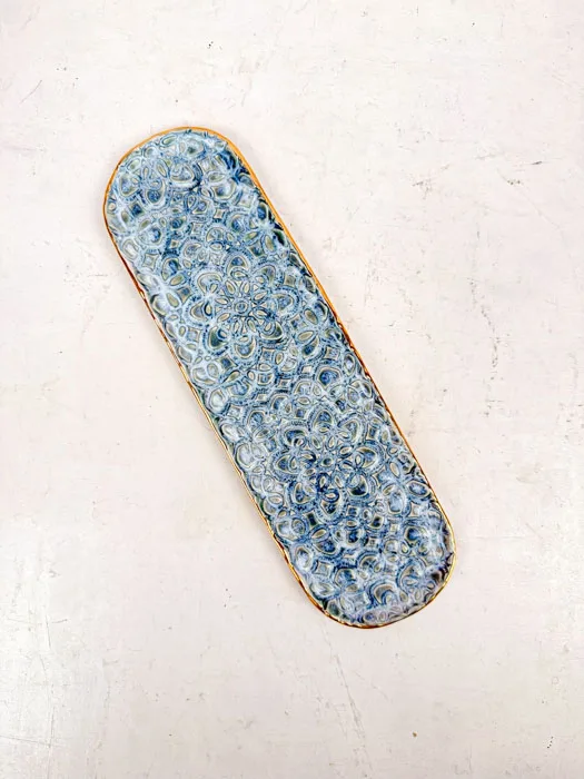 Smykkefad 27 x 8 cm Petrolium - Keramik by Miabella