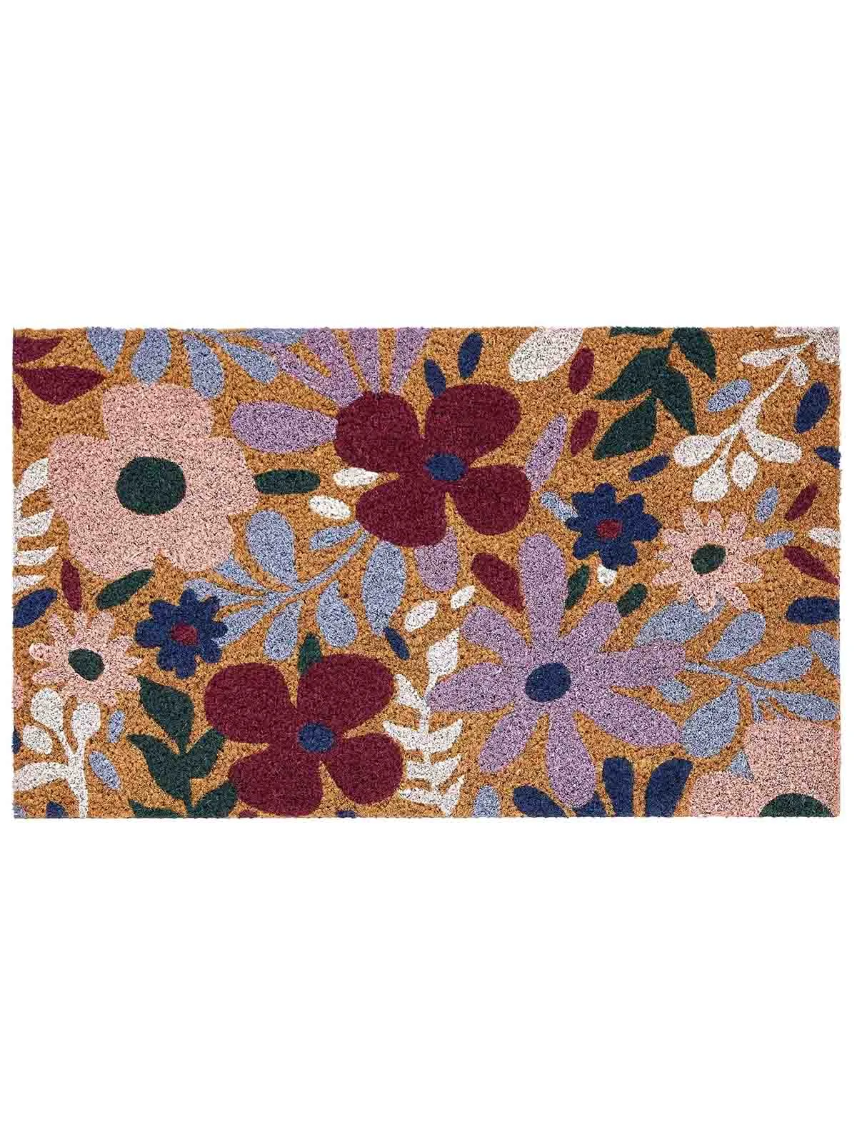 Dørmåtte 45x75 cm - "Flower Power" bordeaux