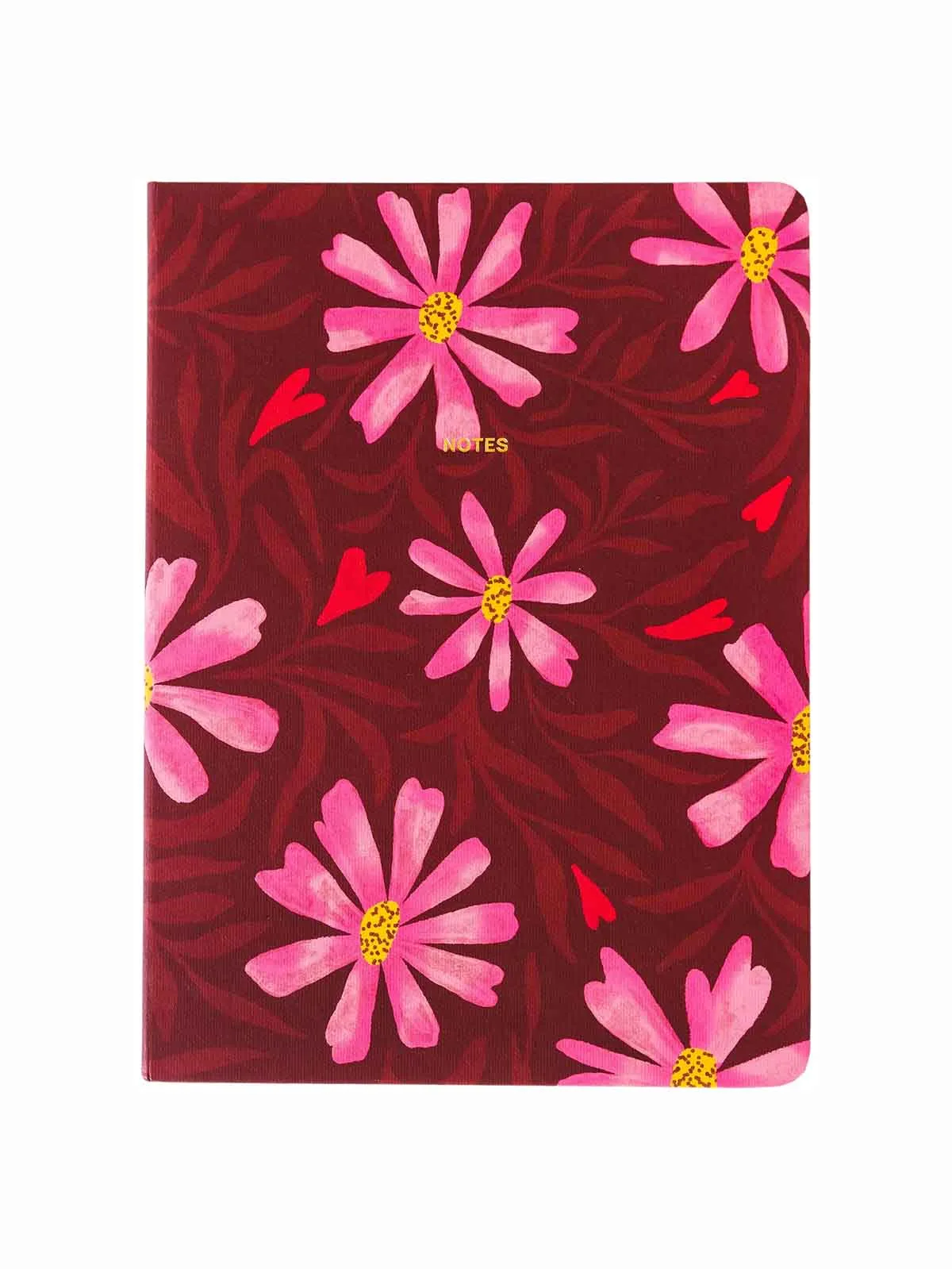 Notesbog (19 x 13 cm) - Bordeaux flowers