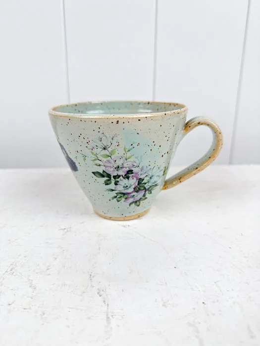 Flower kop - Mint med pink blomster