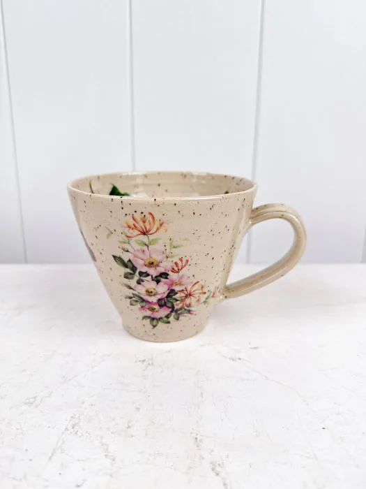 Flower kop - Beige med pink blomster