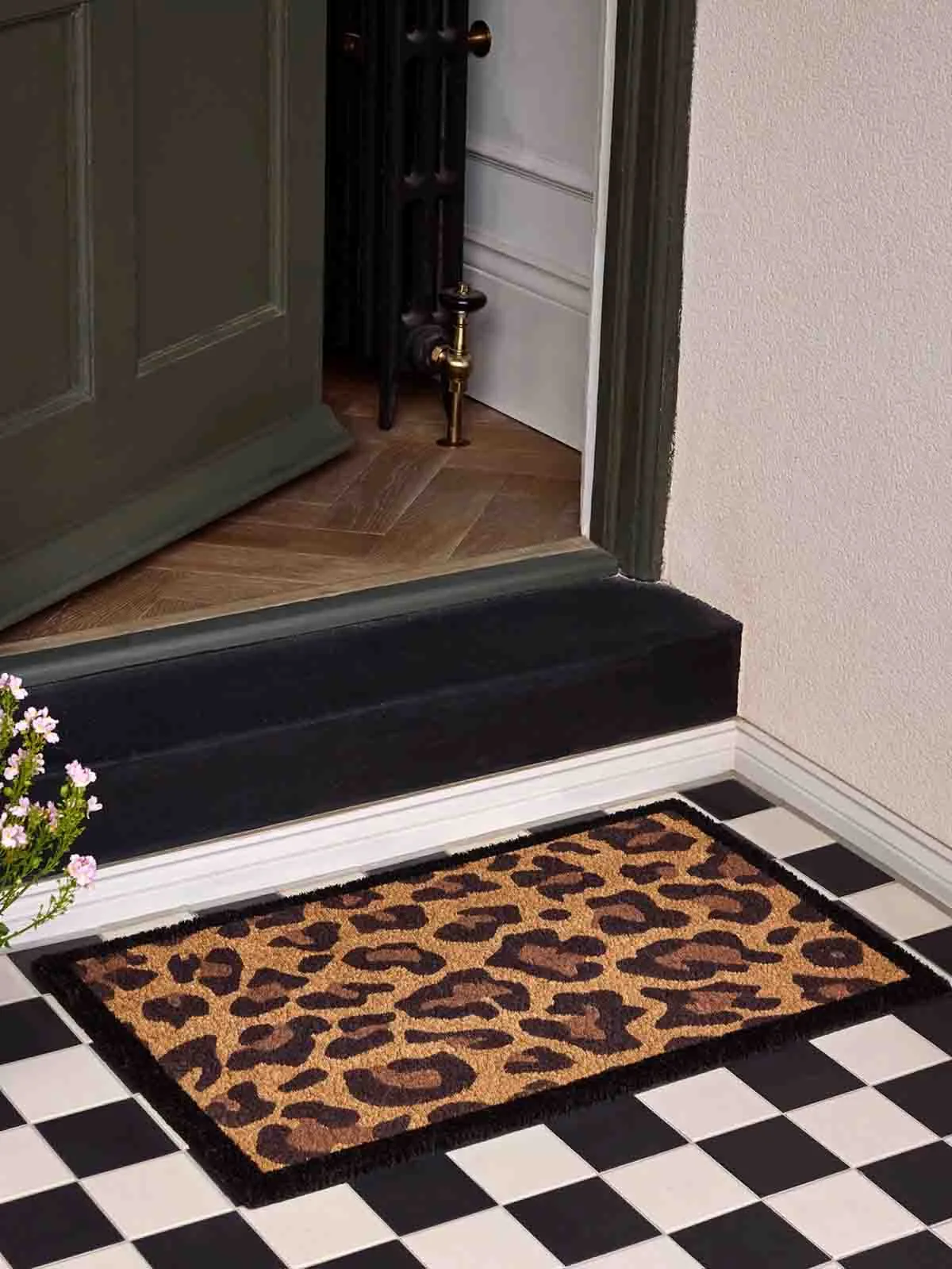 Dørmåtte 45x75 cm - "Leopard" med sort kant