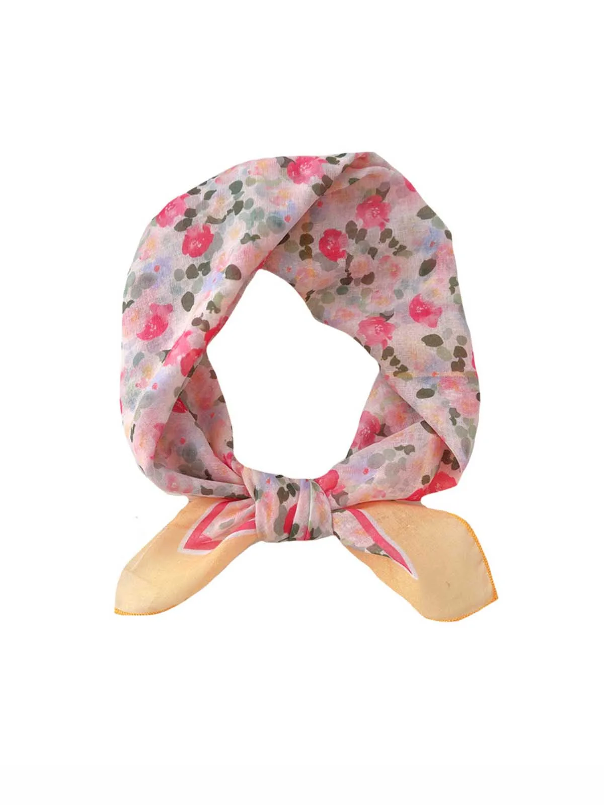 Tørklæde "Lilo" - Blomster i gul og rosa