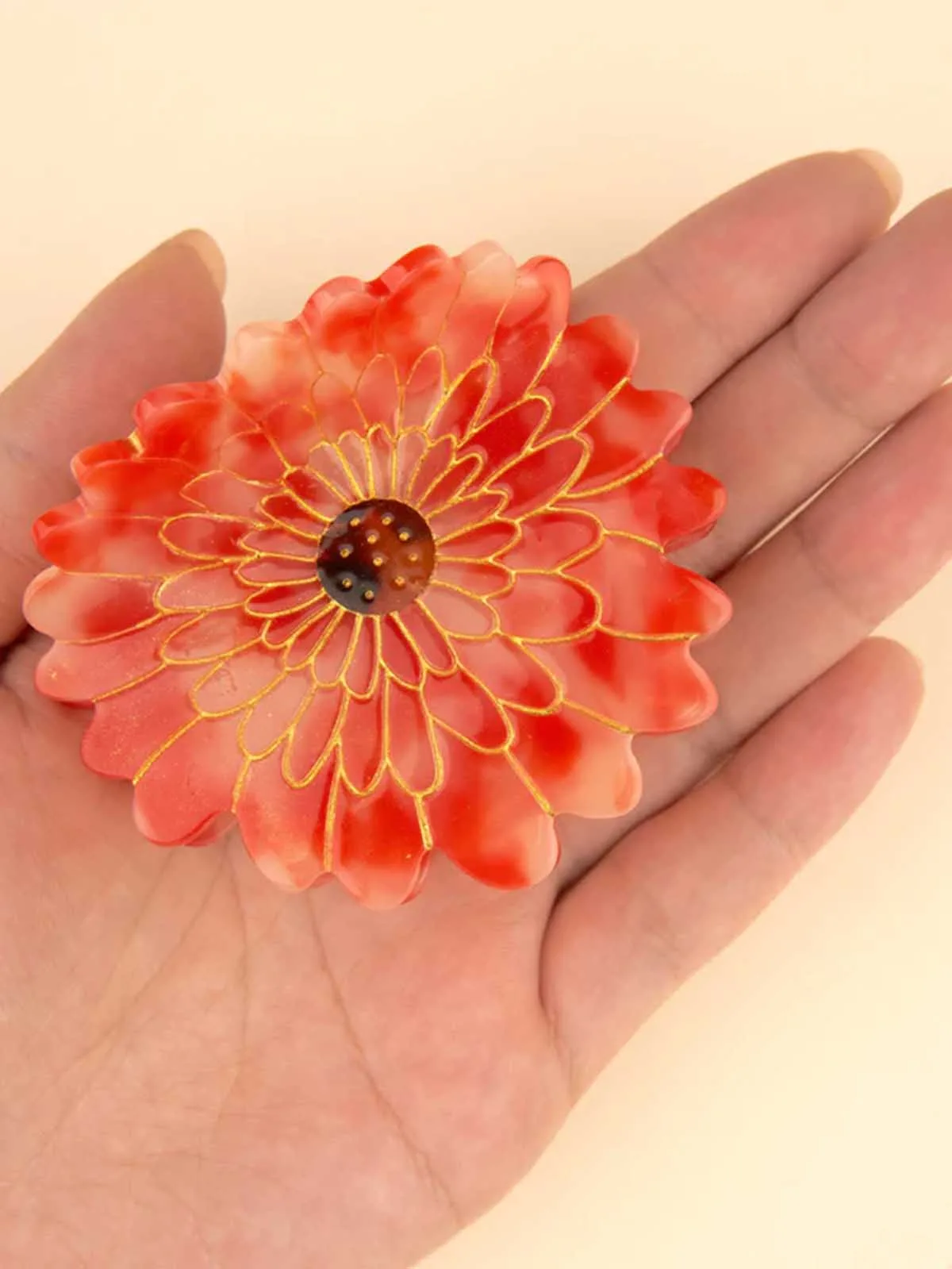 Hårklemme – Dahlia i rødorange