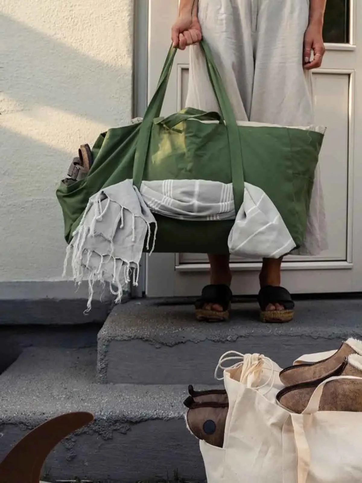 Stor canvas taske (62 x 34 cm) - Grøn