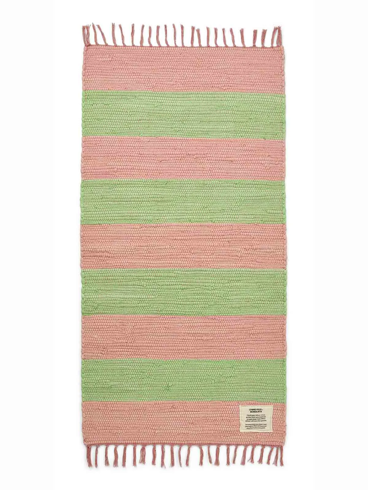 Gulvtæppe - "Chindi" 60x120cm - Vælg - Pink/Lysegrøn