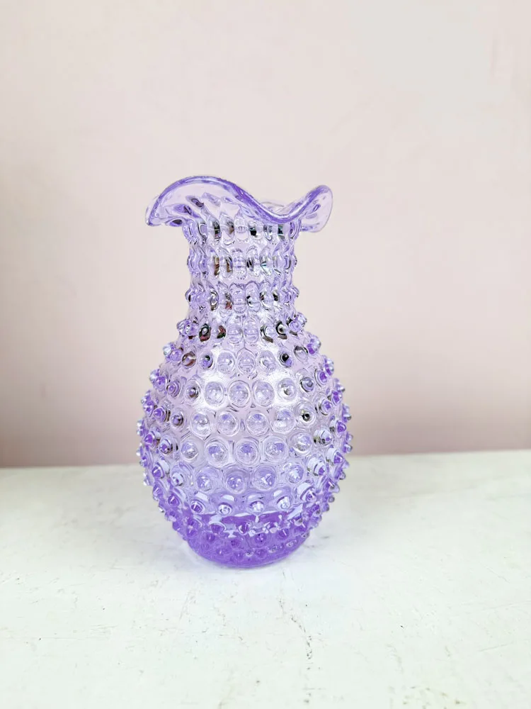 Blonde vase i pindsvineglas - Syrenlilla