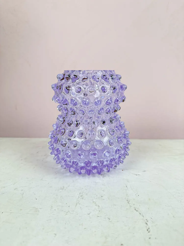 Birdie vase i pindsvineglas - Syren lilla