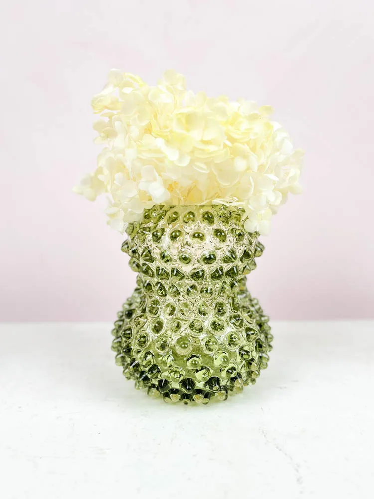 Birdie vase i pindsvineglas - Olive