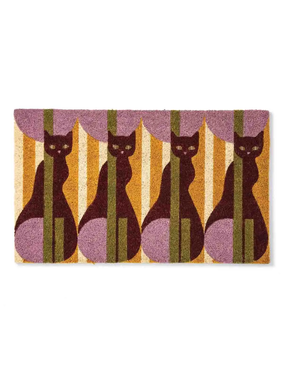 Dørmåtte 43 x 71 cm - "Meowhaus" med striber og katte