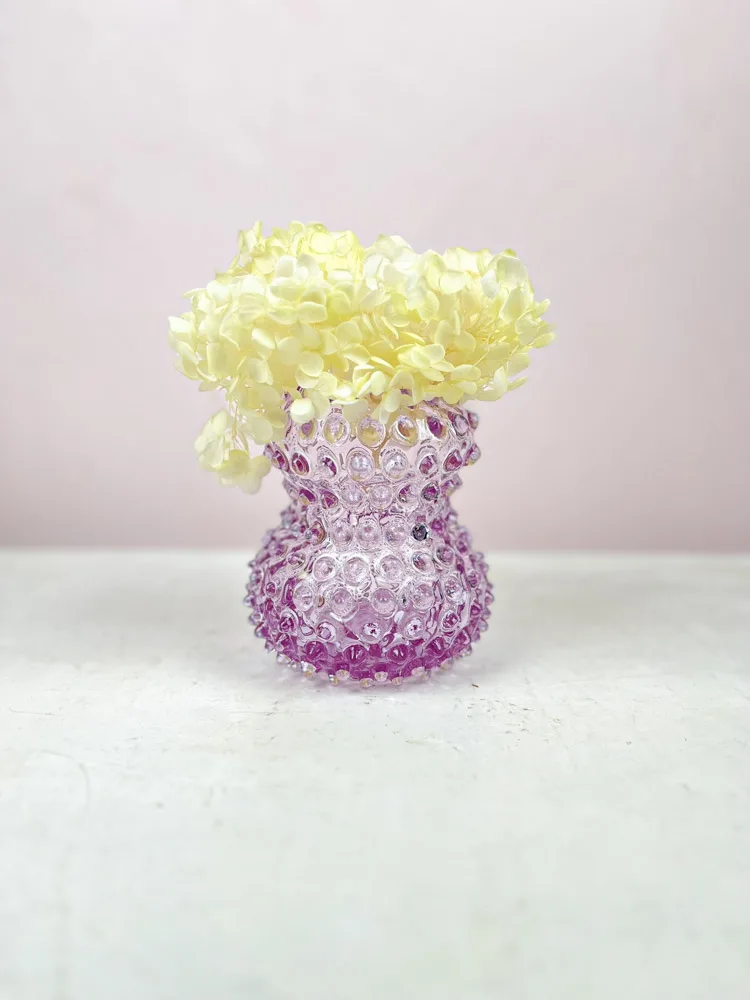 Birdie vase i pindsvineglas - Lilla