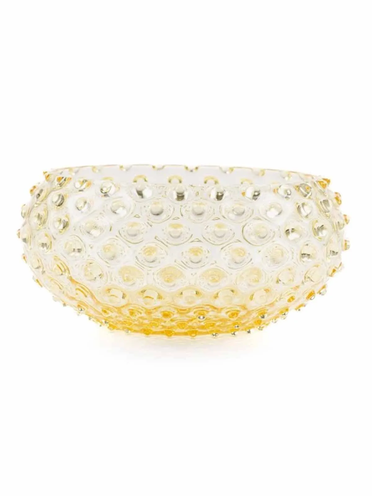 Skål i pindsvinglas 24 cm - Gul (Citron)