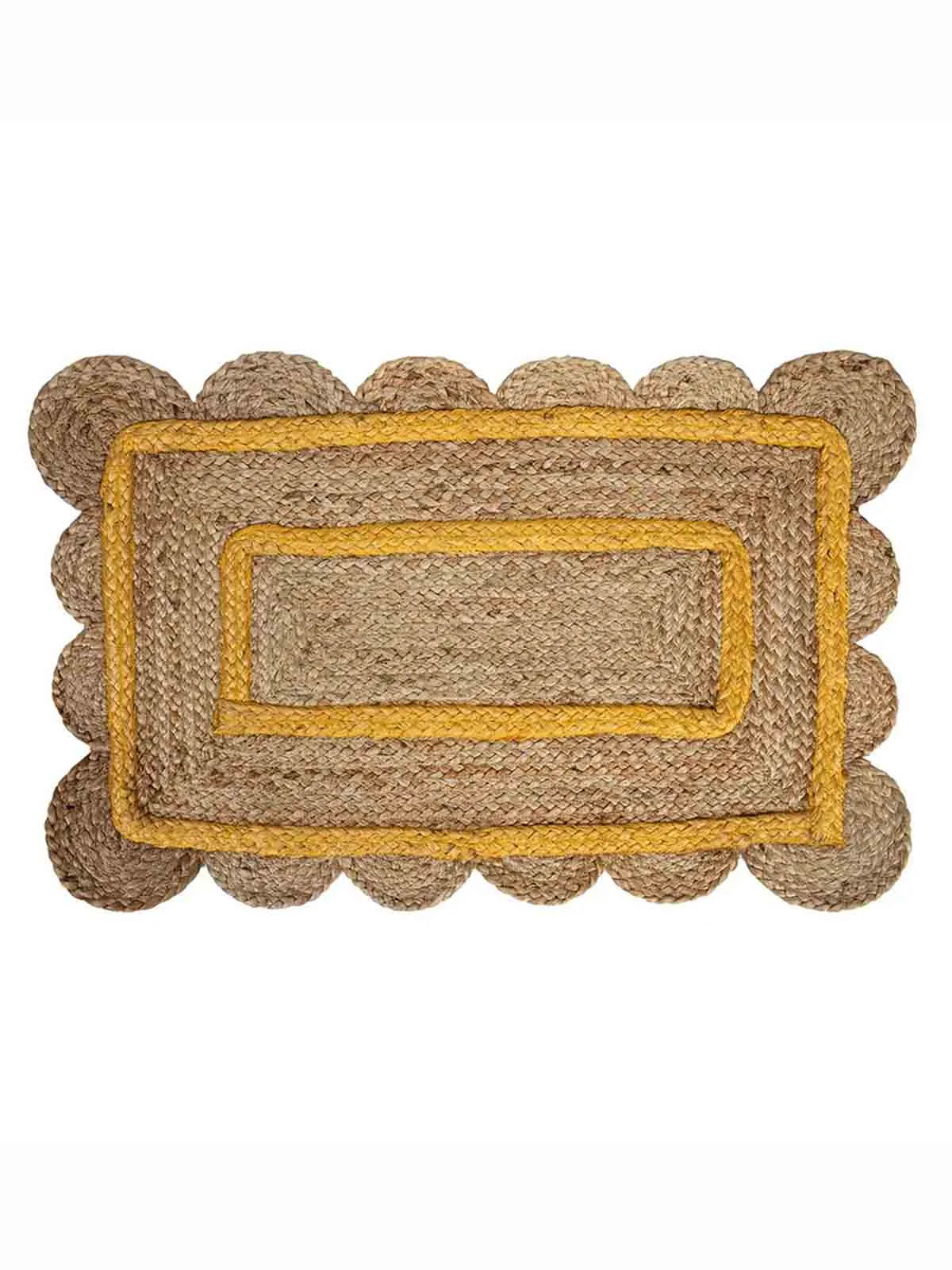 Dørmåtte 70x45 cm - Knyttet kokosfibre med gul