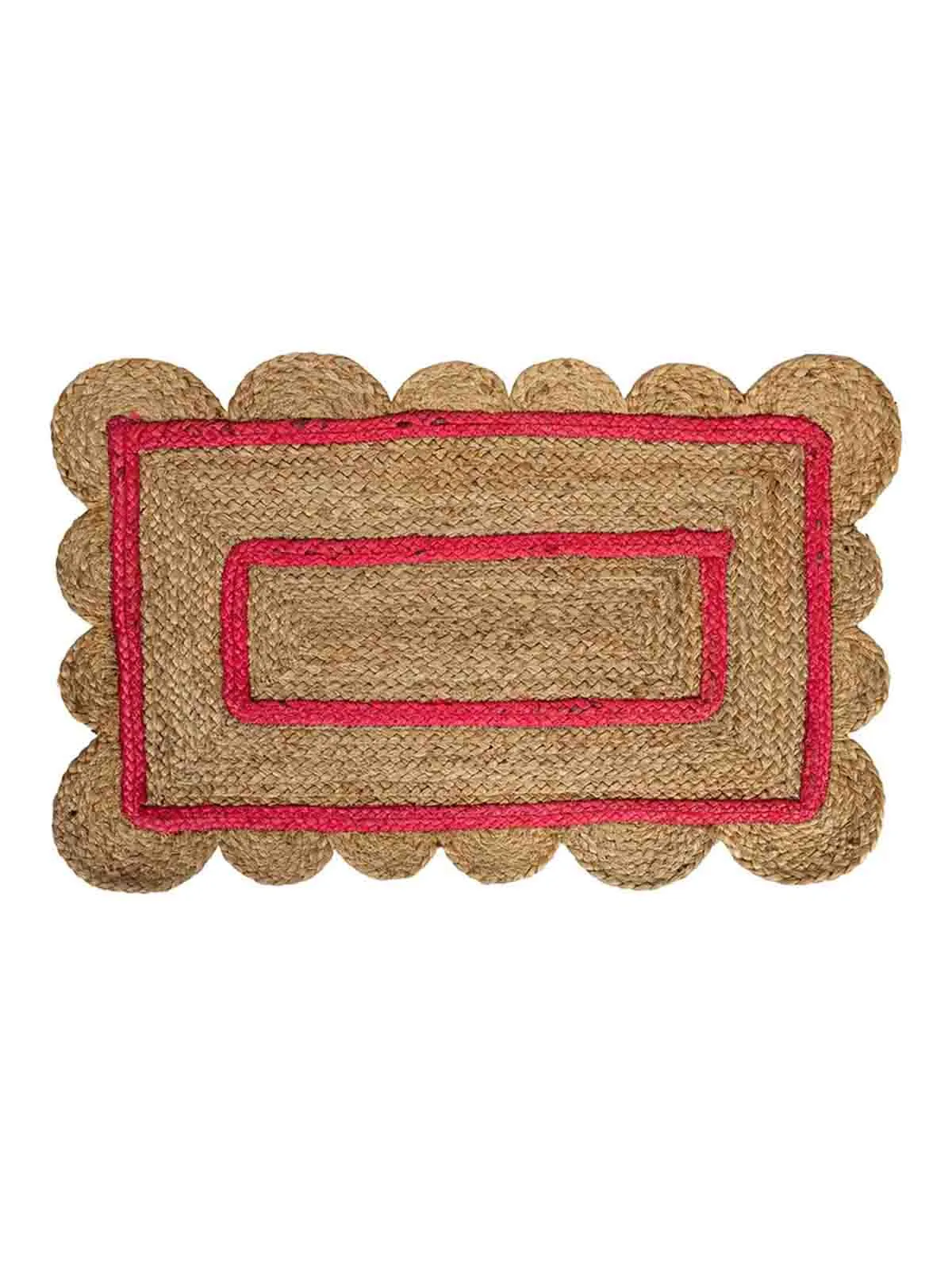 Dørmåtte 70x45 cm - Knyttet kokosfibre med pink