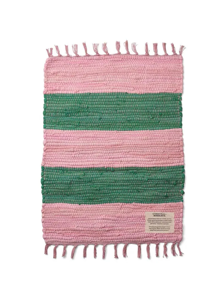 Gulvtæppe - "Chindi" 45x60 cm - Vælg - Pink/Grøn