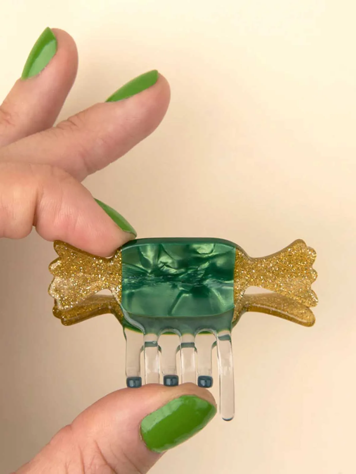 Mini hårklemme - Juleslik (grøn)