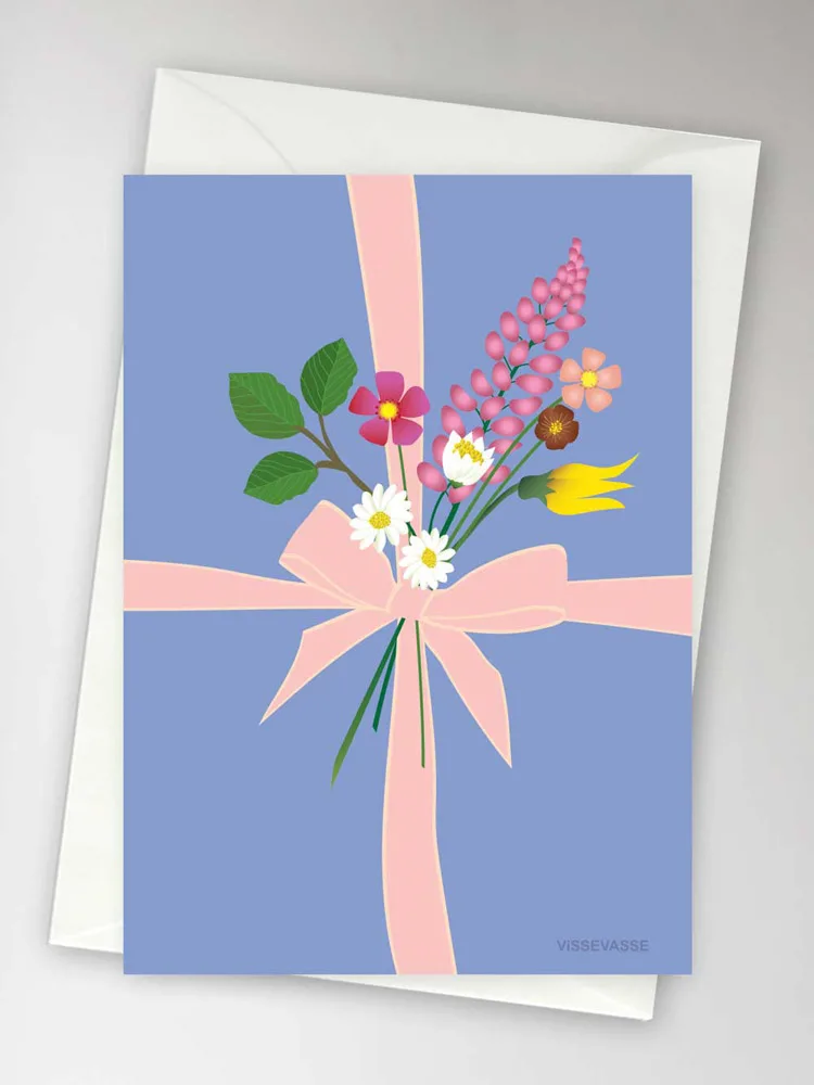 Anledningskort med kuvert (A6) - Gift blue wrapping