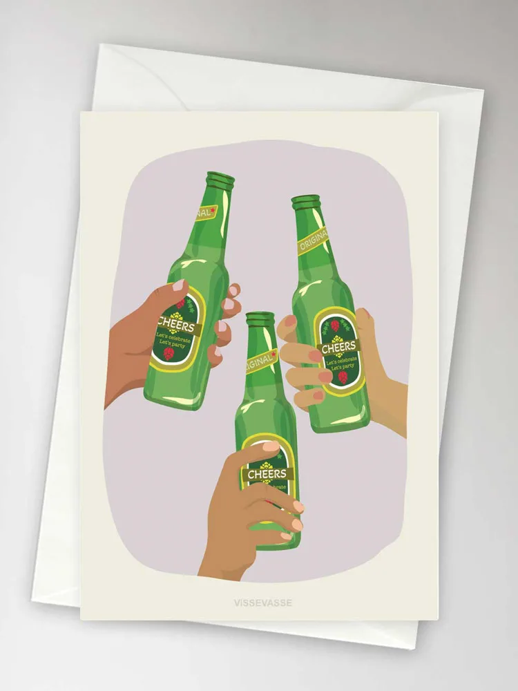 Anledningskort med kuvert (A6) - Cheers (bottles)