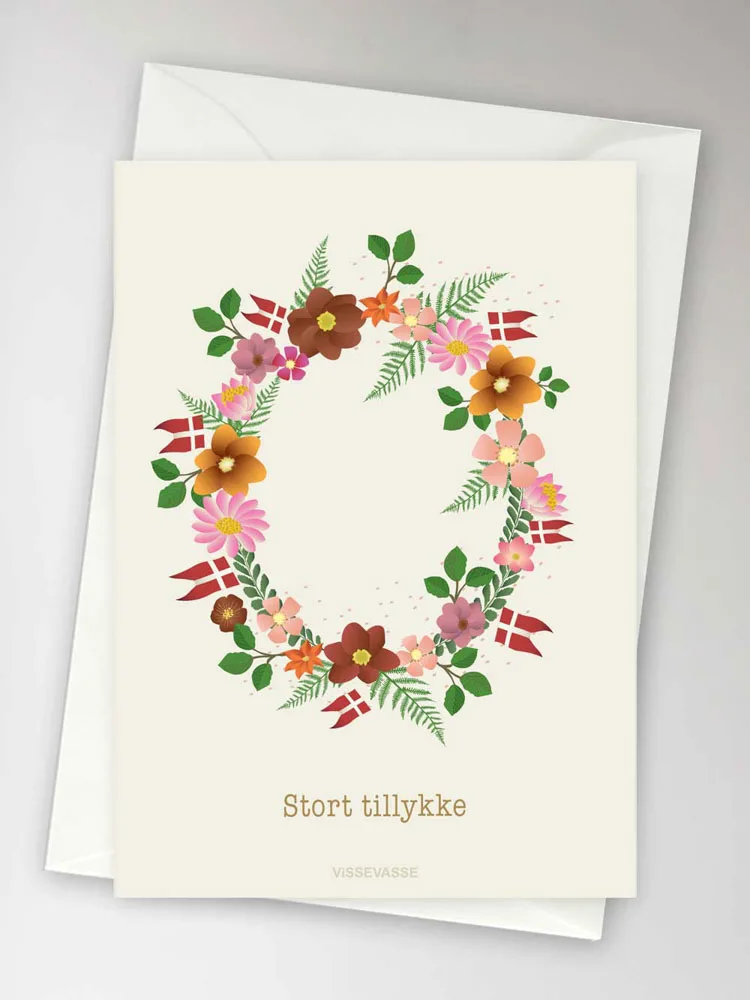 Anledningskort med kuvert (A6) - Stort tillykke med blomsterkrans