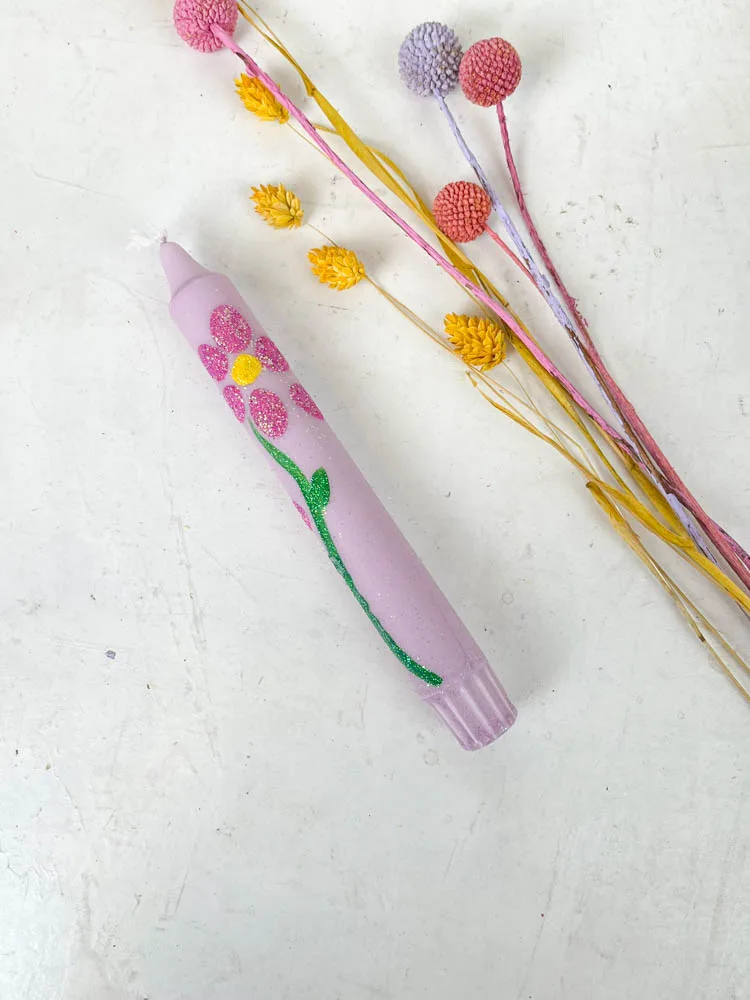 Lys "Blomst"- Lyslilla med pink blomst