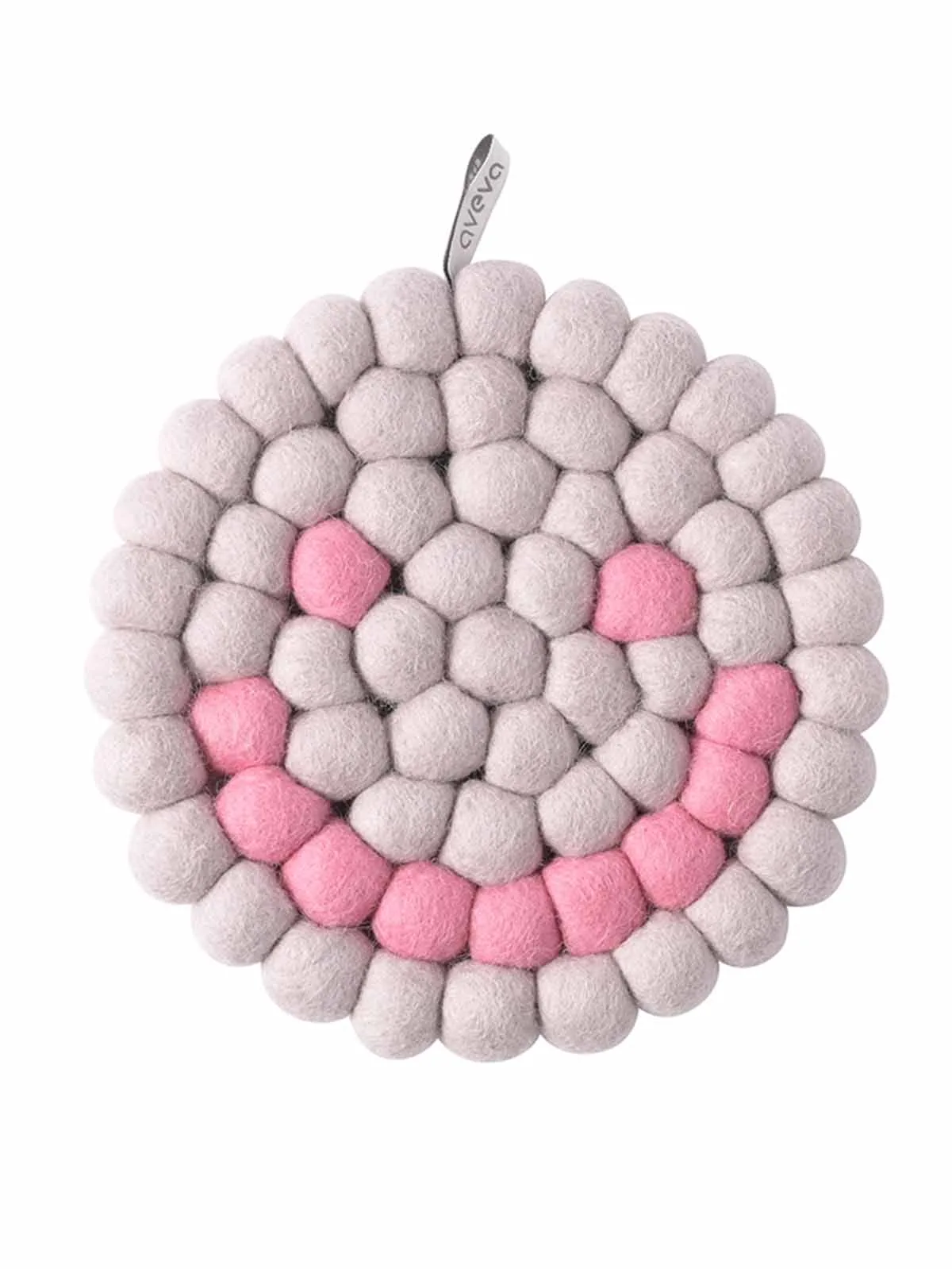 Rund bordskåner i filt - Smiley "blueberry"