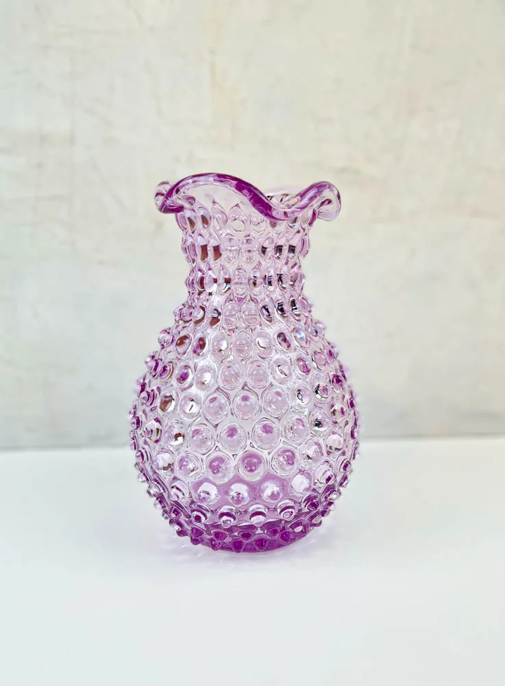 Blonde vase i pindsvineglas - Lyslilla
