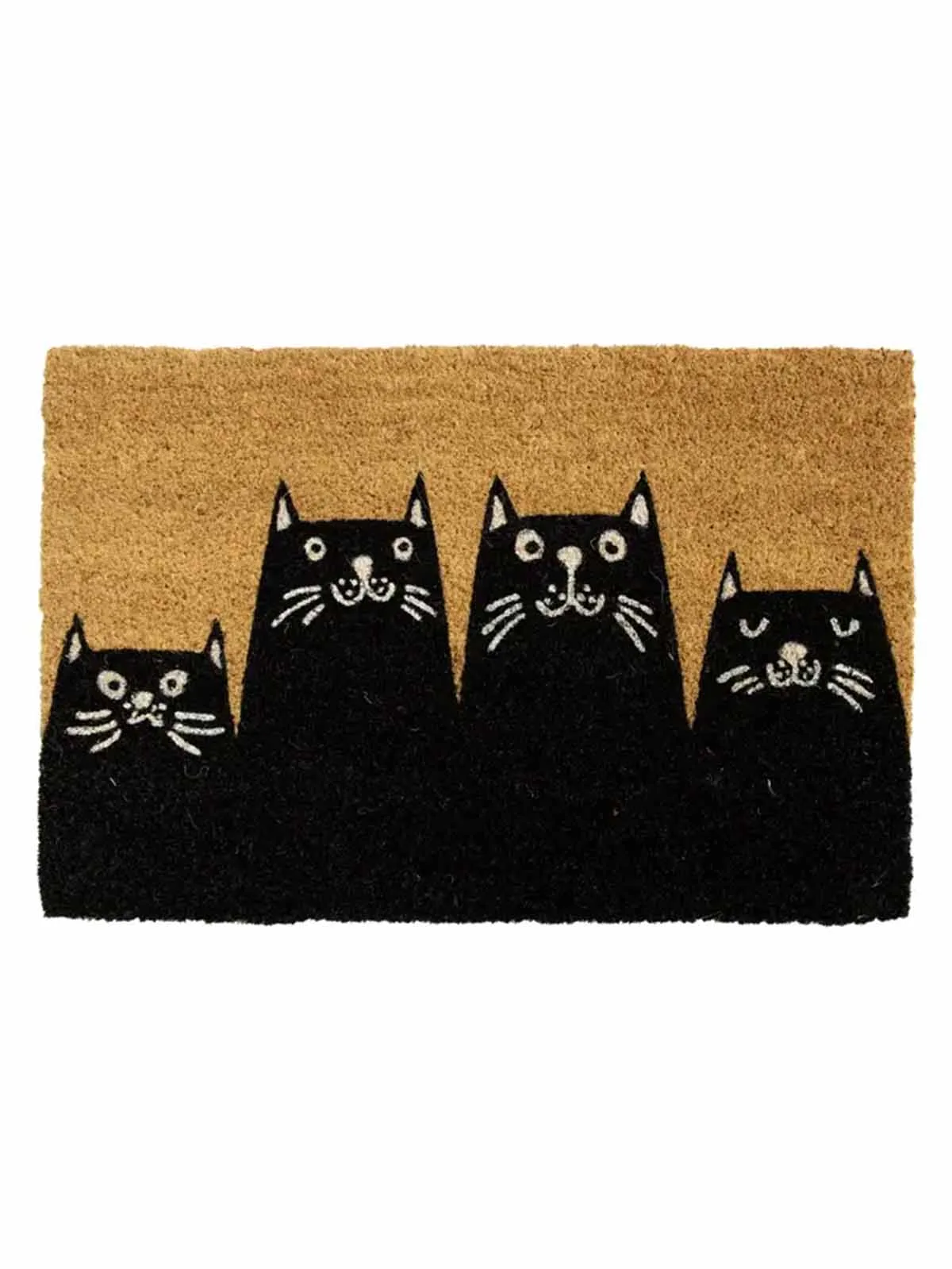 Dørmåtte 70x40 cm - 4 sorte katte