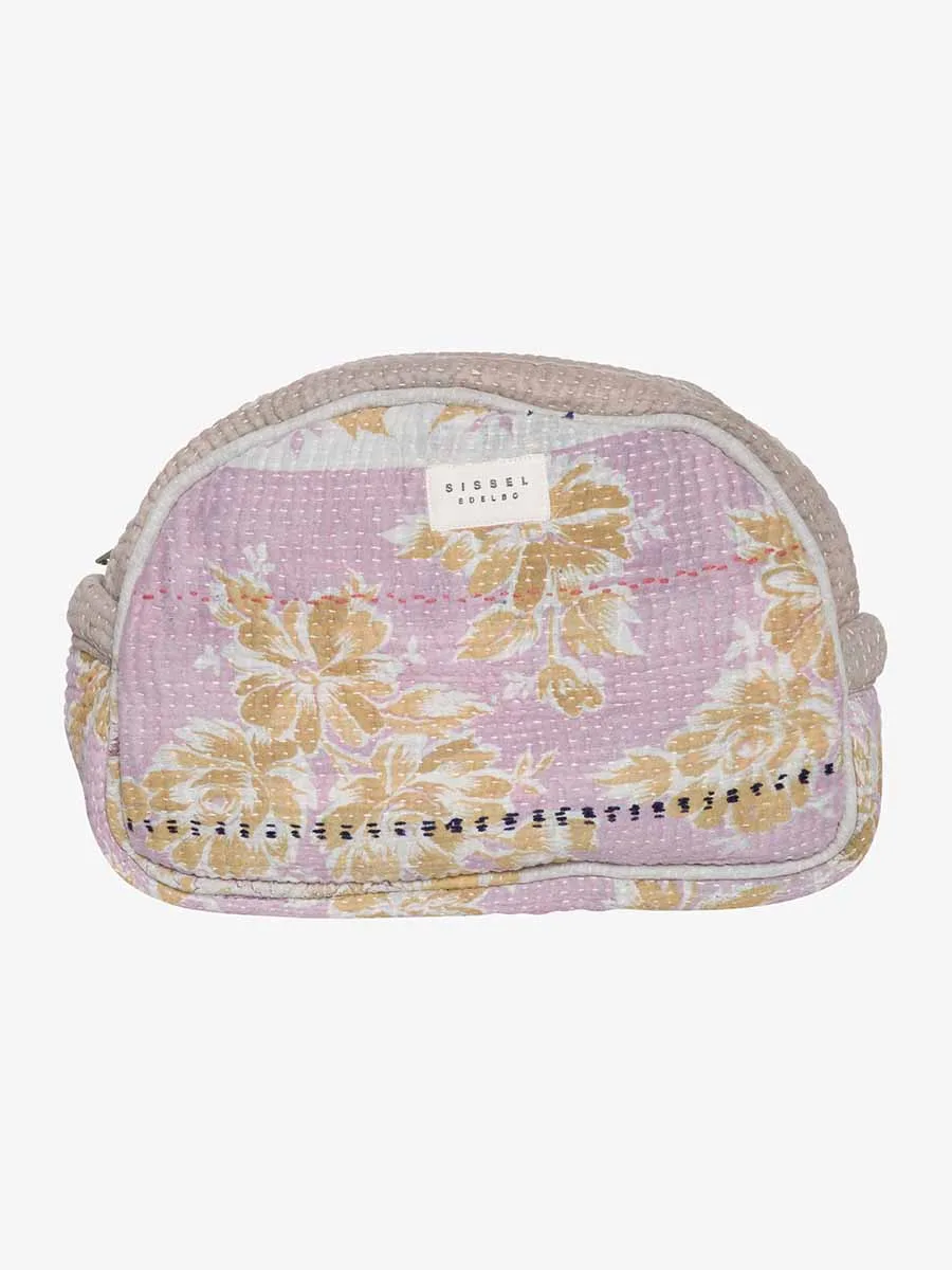 Toilettaske Kantha "Karla" - Lilla med blomster (nr.306)