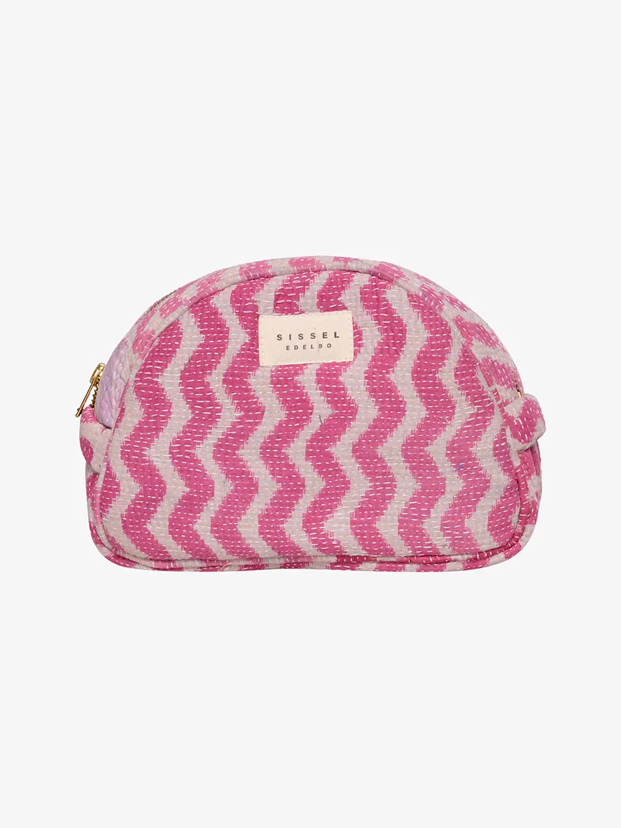 Kantha make-up taske "Savannah" - Lyserød og pink(nr.82)