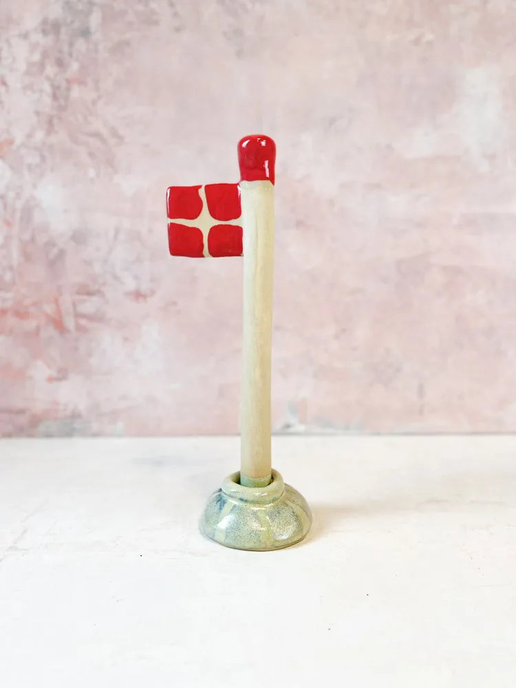 Keramik flag stort - Blå stribet