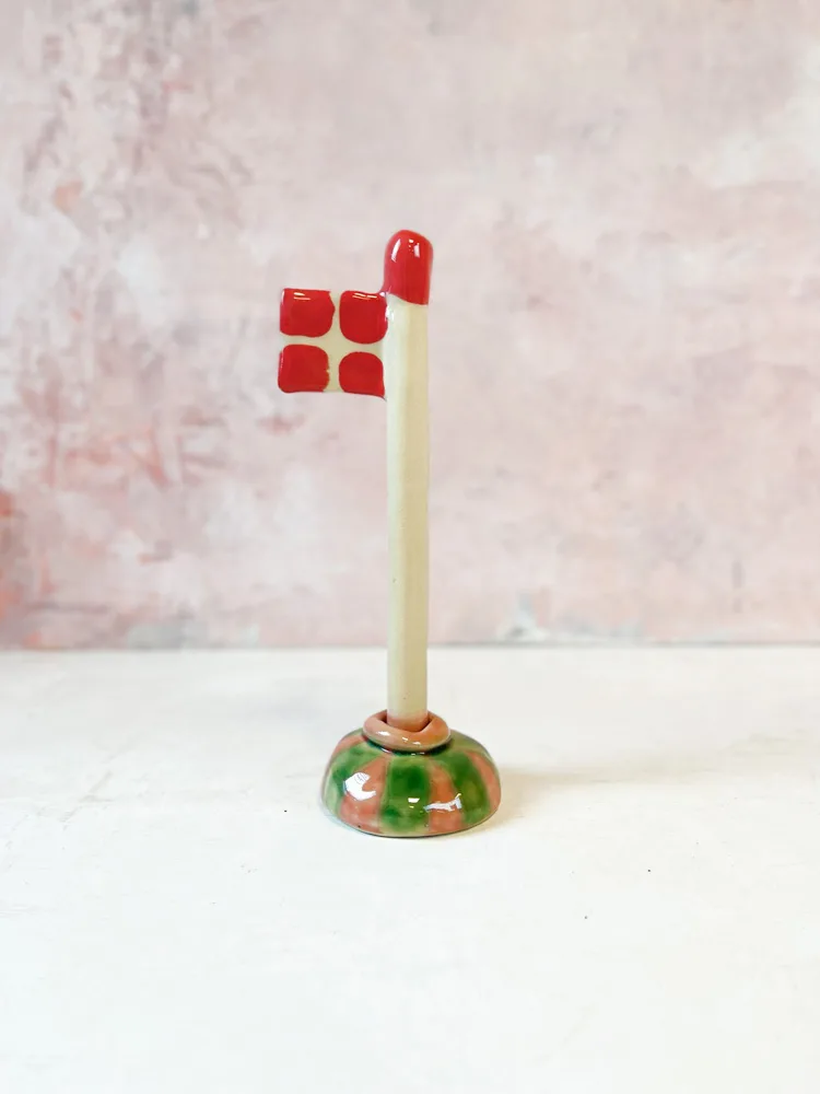 Keramik flag mellem - Grøn og Pink stribet